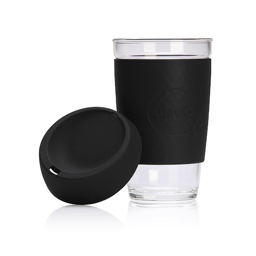 JOCO Cup Reusable Glass Coffee Cup 16oz Black JOCO Cup Reusable Glass Coffee Cup 16oz Black